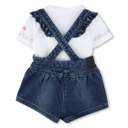 Denim Pinafore Dress &amp; T-Shirt Set Givenchy