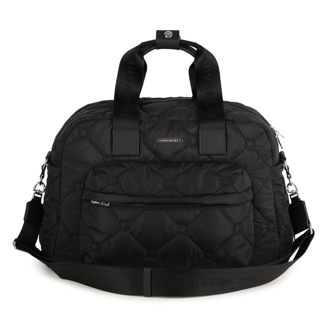 Black Quilted Nylon Changing Bag Set with Mat and Bottle Holder Givenchy