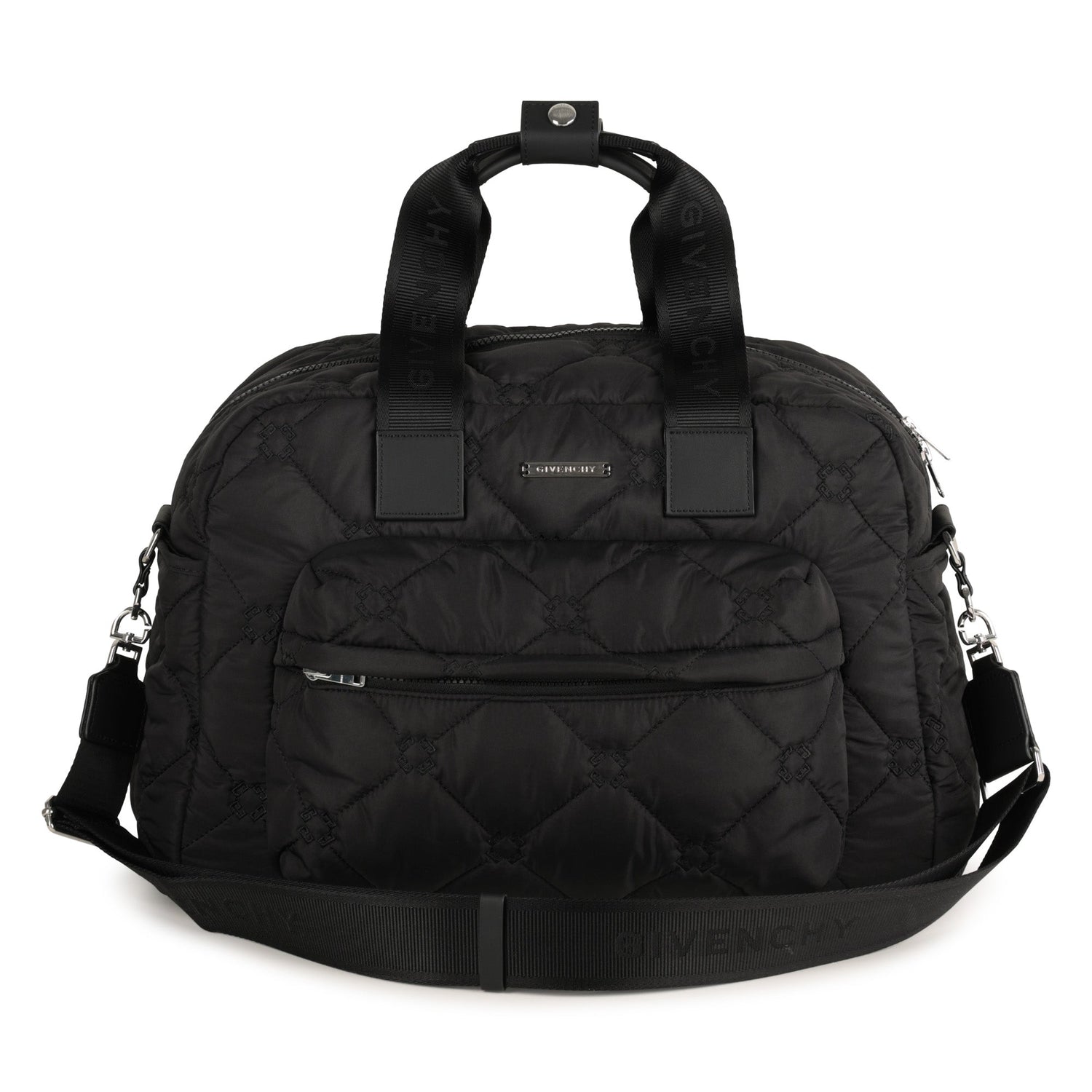 Black Quilted Nylon Changing Bag Set with Mat and Bottle Holder Givenchy