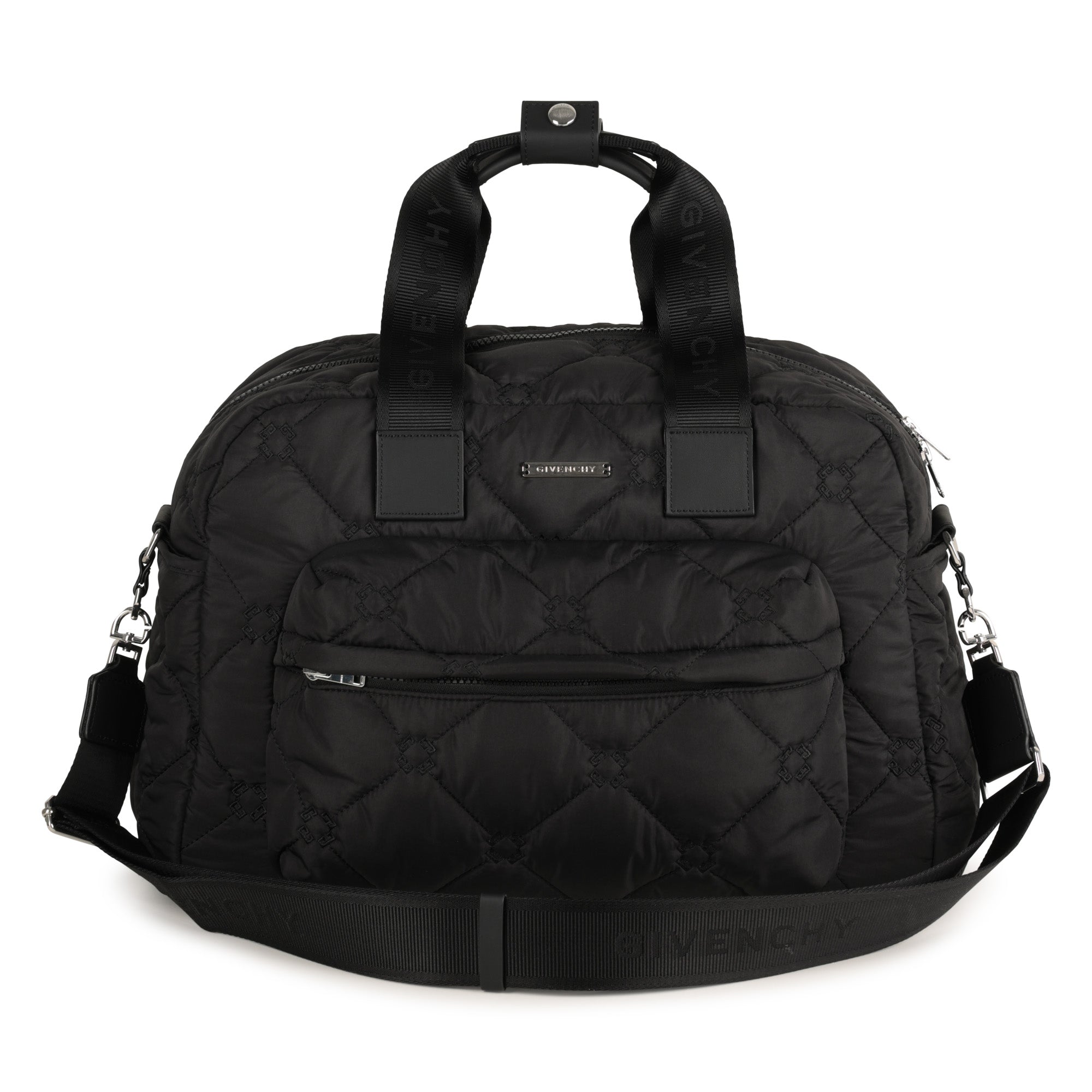 Black Quilted Nylon Changing Bag Set with Mat and Bottle Holder Givenchy