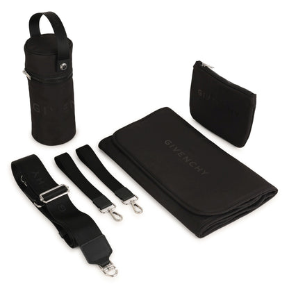 Black Quilted Nylon Changing Bag Set with Mat and Bottle Holder Givenchy