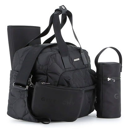 Black Quilted Nylon Changing Bag Set with Mat and Bottle Holder Givenchy