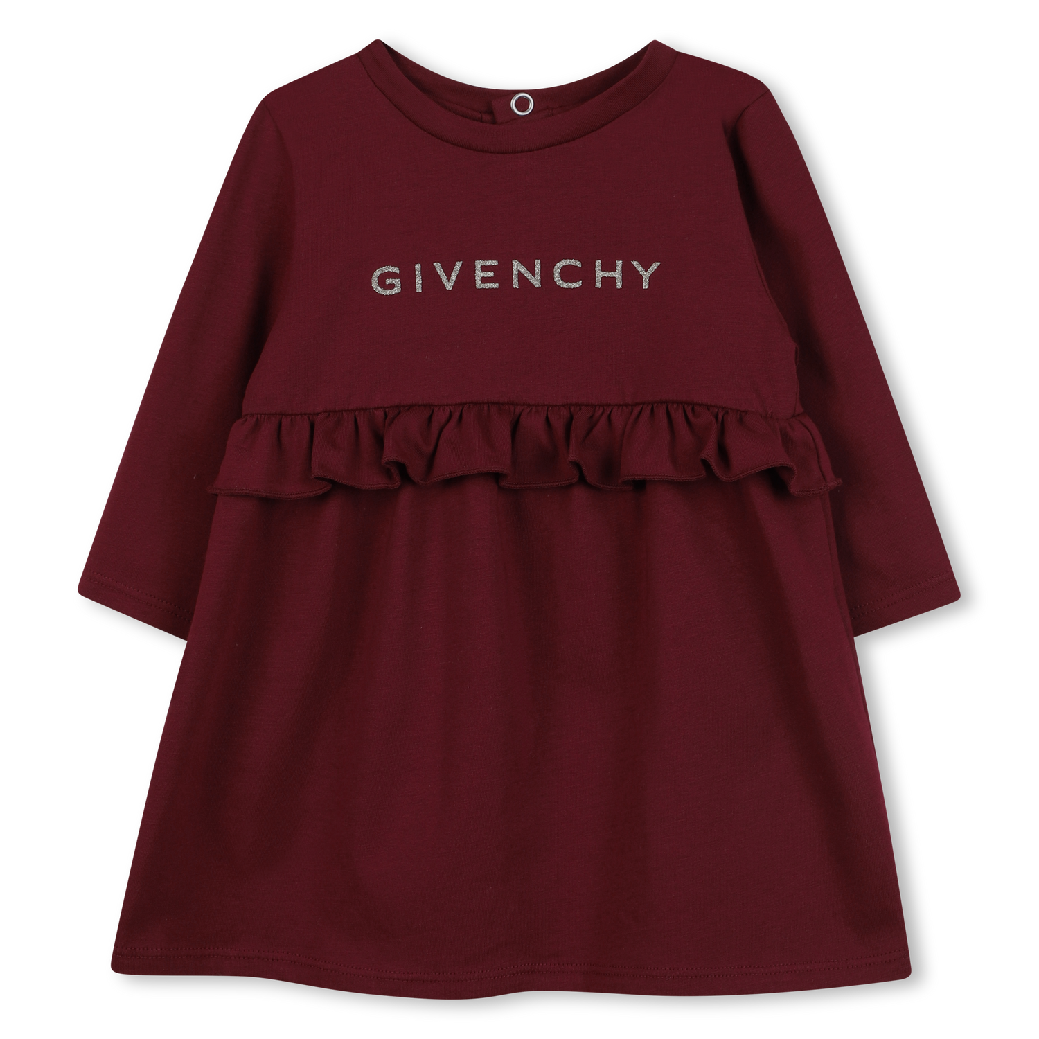 Logo Cotton Dress with Ruffle Detail for Baby Givenchy