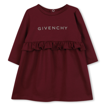 Logo Cotton Dress with Ruffle Detail for Baby Givenchy