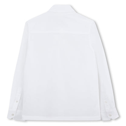 White Cotton Poplin Shirt with All-Over Givenchy Print and Braided Trim Givenchy