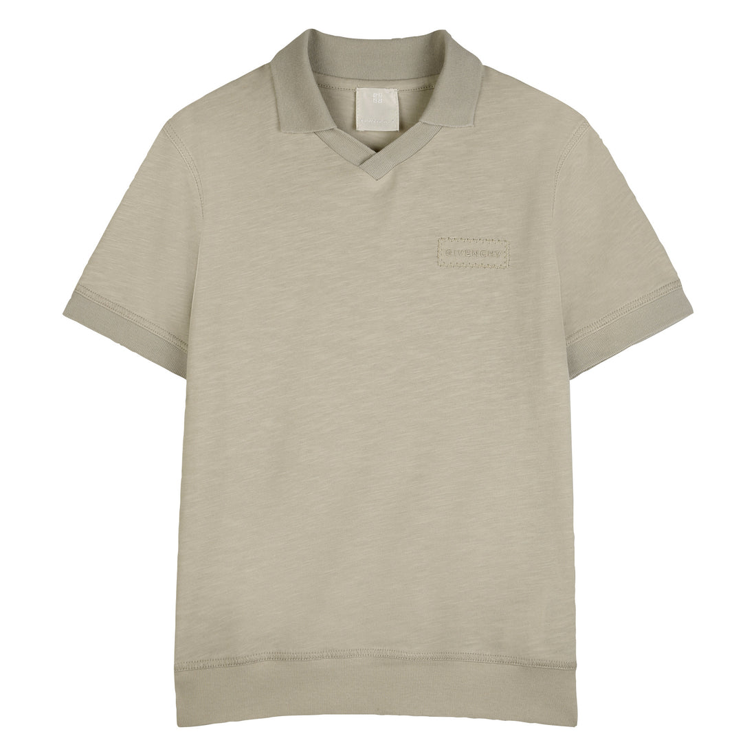 Slub Cotton Jersey Polo Shirt With Embroidered Patch, Beige Givenchy