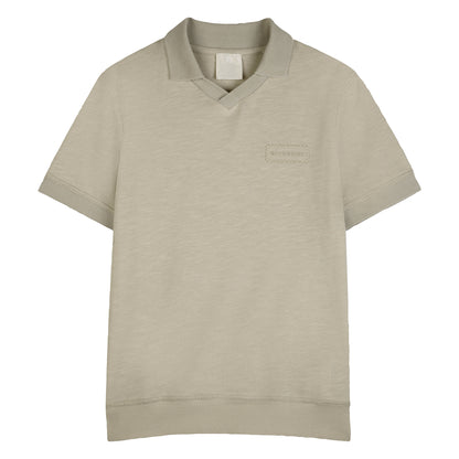 Slub Cotton Jersey Polo Shirt With Embroidered Patch, Beige Givenchy