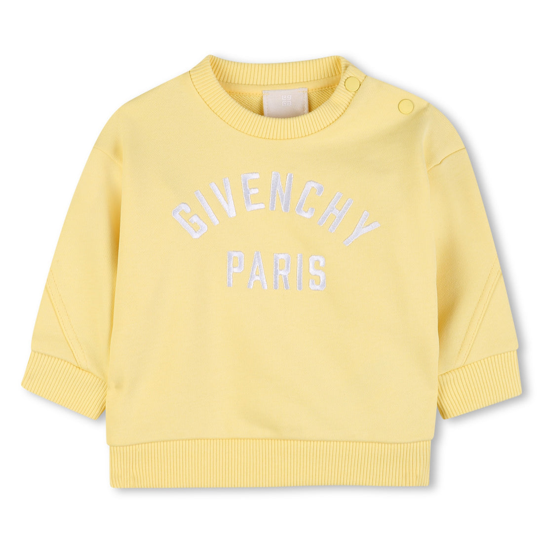 Baby Embroidered Logo Cotton Sweatshirt in Pale Yellow Givenchy