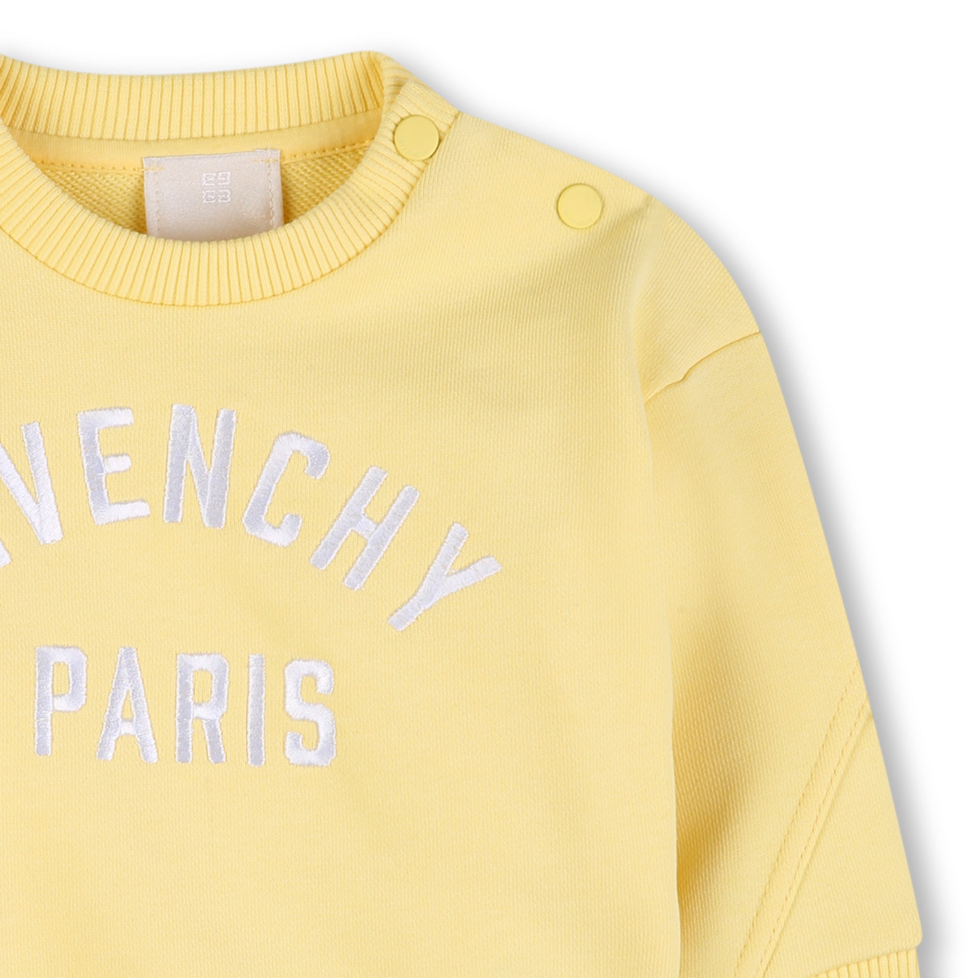 Baby Embroidered Logo Cotton Sweatshirt in Pale Yellow Givenchy