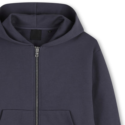 Zipped Fleece Hoodie with Embroidered Back Detail Givenchy