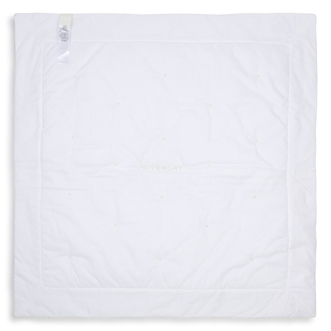 Cotton Percale Padded Baby Blanket With Star And Teddy Embroidery, White Givenchy