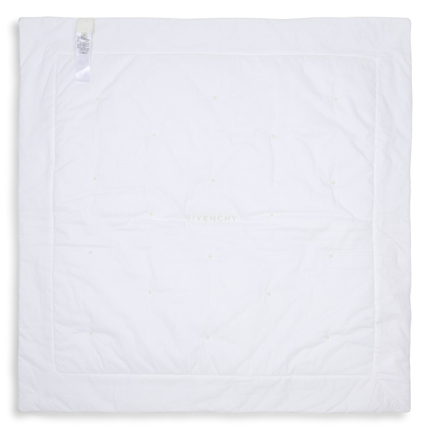 Cotton Percale Padded Baby Blanket With Star And Teddy Embroidery, White Givenchy