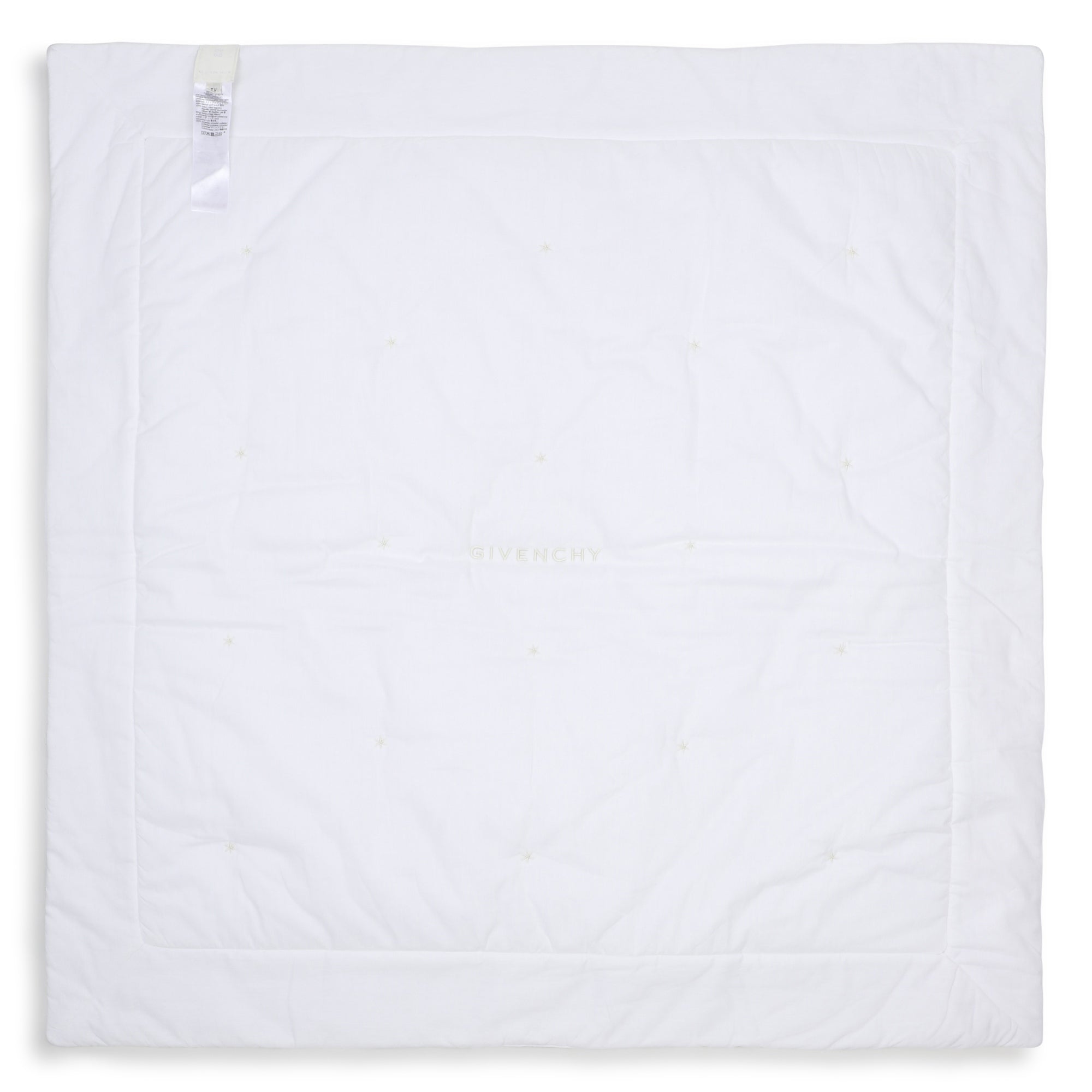 Cotton Percale Padded Baby Blanket With Star And Teddy Embroidery, White Givenchy