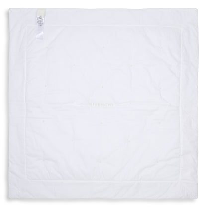 Cotton Percale Padded Baby Blanket With Star And Teddy Embroidery, White Givenchy