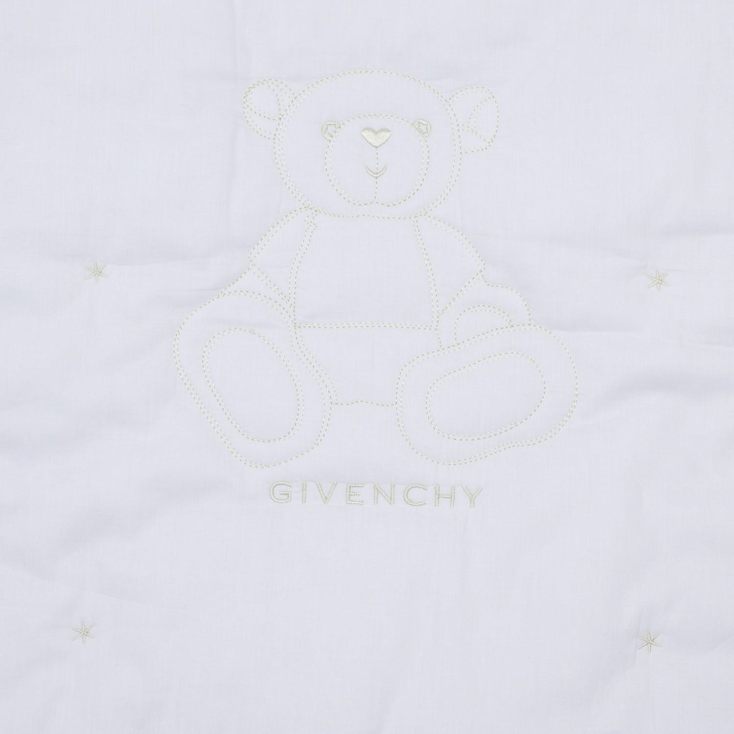 Cotton Percale Padded Baby Blanket With Star And Teddy Embroidery, White Givenchy