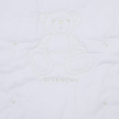 Cotton Percale Padded Baby Blanket With Star And Teddy Embroidery, White Givenchy