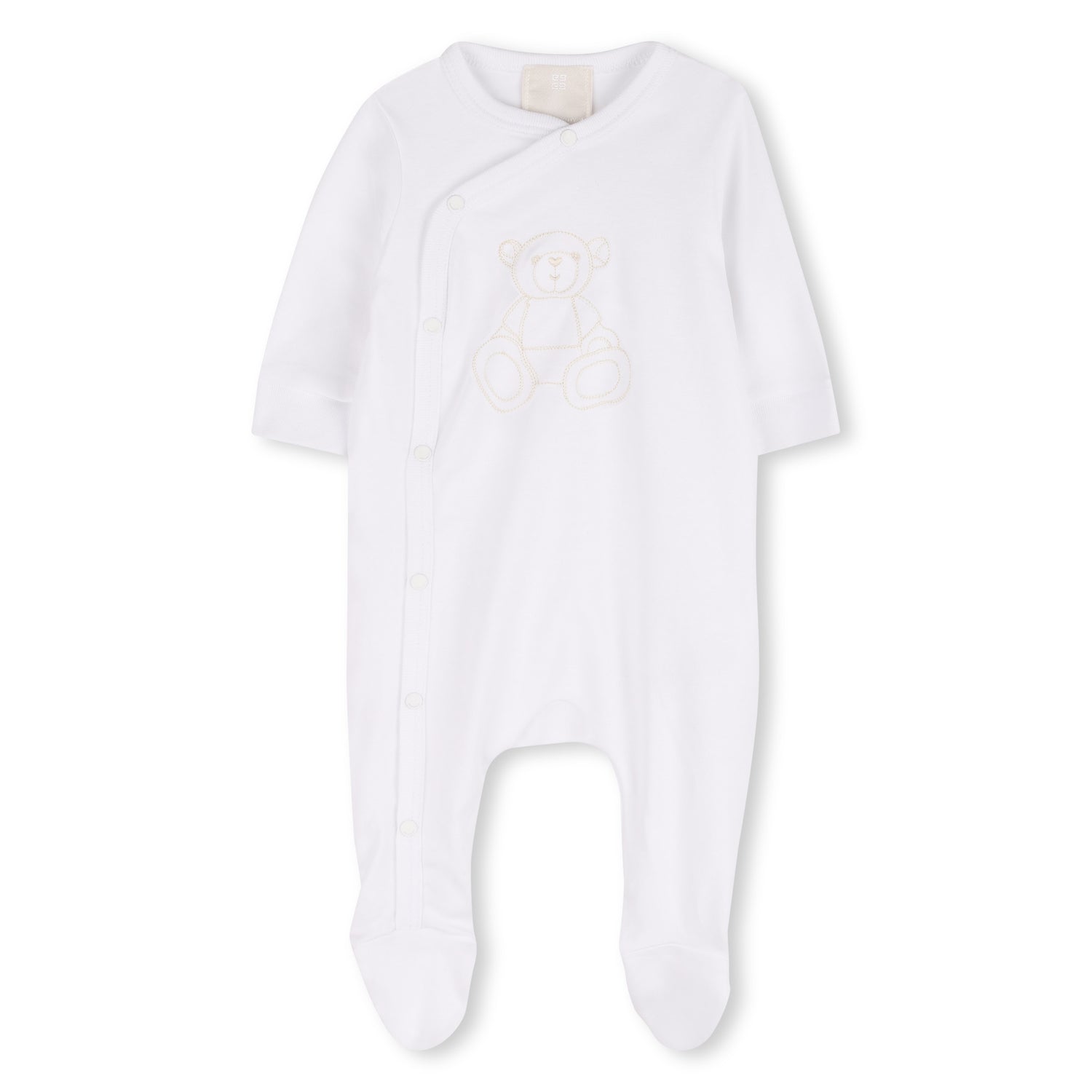 Baby Sleepsuit Hat And Soft Toy Gift Set In Cotton Interlock, White Givenchy
