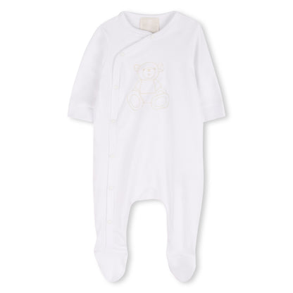 Baby Sleepsuit Hat And Soft Toy Gift Set In Cotton Interlock, White Givenchy