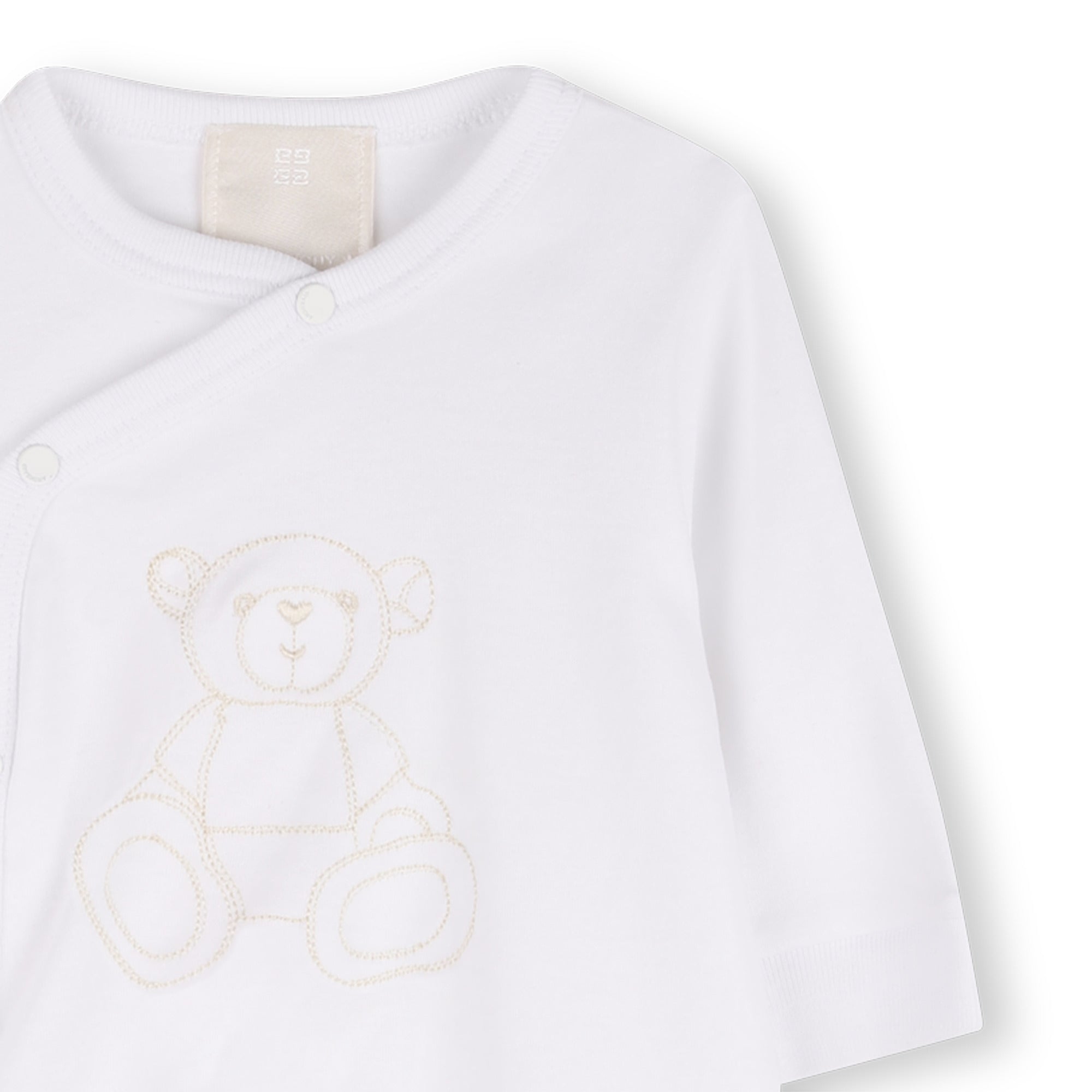 Baby Sleepsuit Hat And Soft Toy Gift Set In Cotton Interlock, White Givenchy