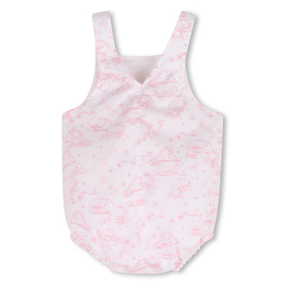 Cotton Tee Shirt and Poplin Overalls Set with Toile de Jouy Print and Headband Givenchy