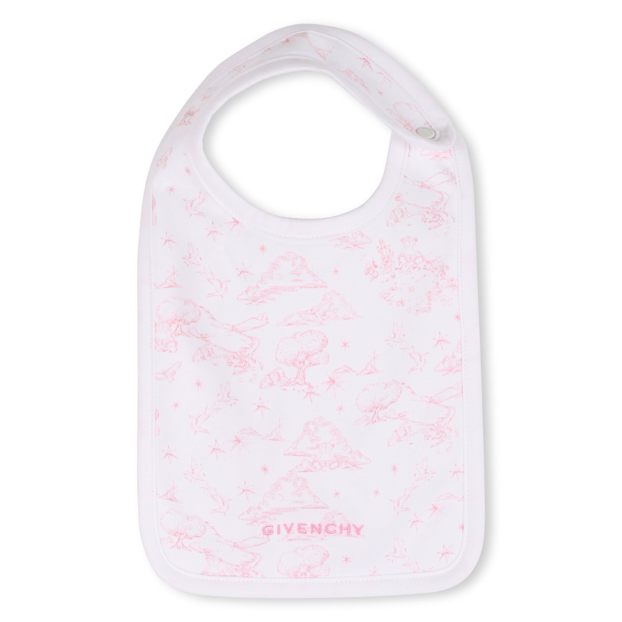 Cotton Interlock Pyjama Set with Toile de Jouy Print, Hat and Bib Givenchy