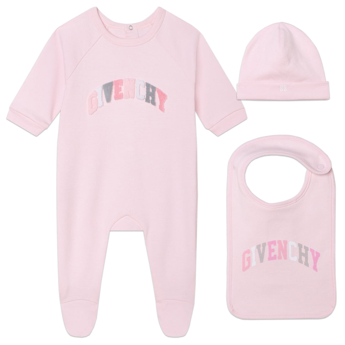 Baby Jumpsuit With Matching Hat And Bib Givenchy