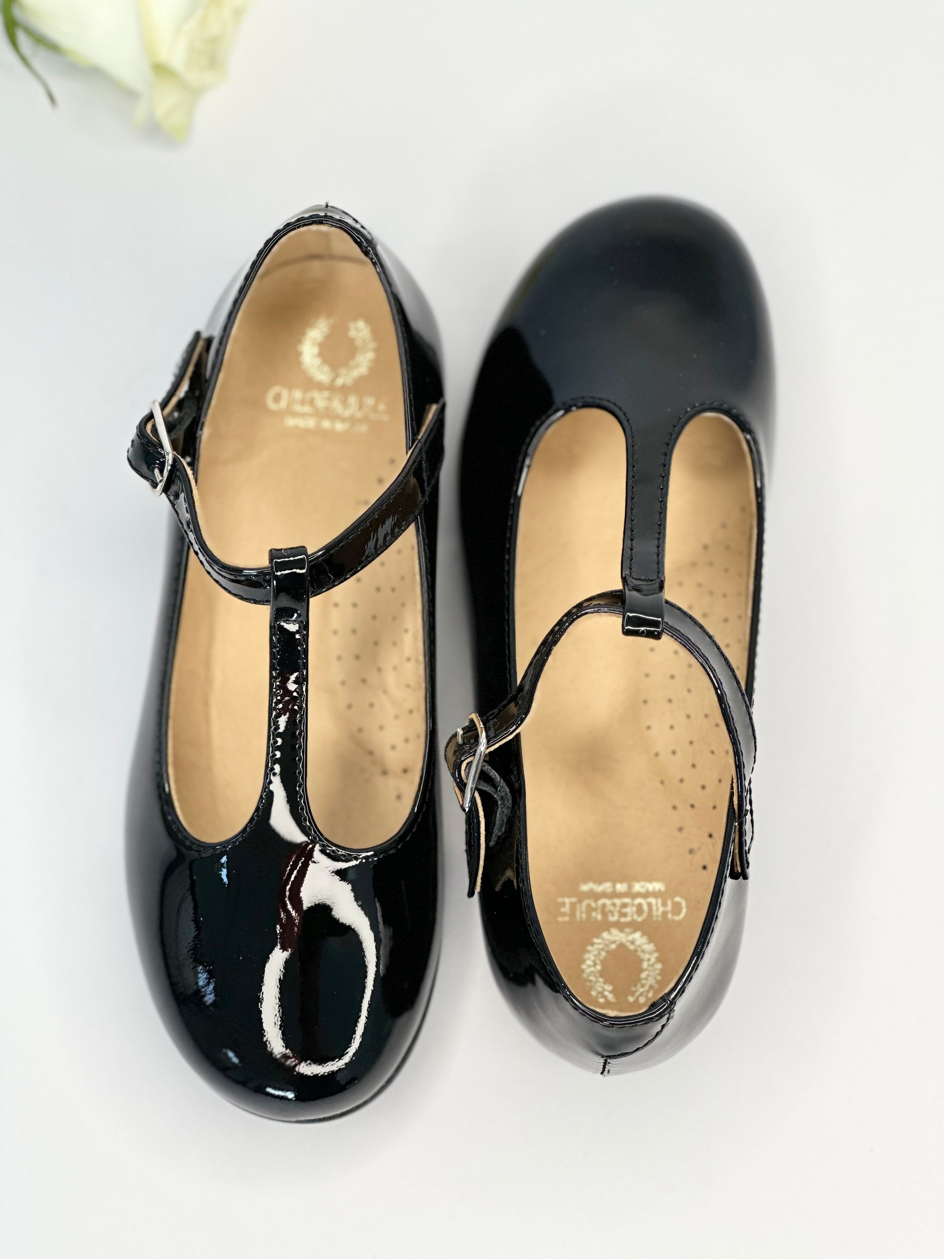 Black Patent T-Bar Mary Janes Chloe &amp; Jule