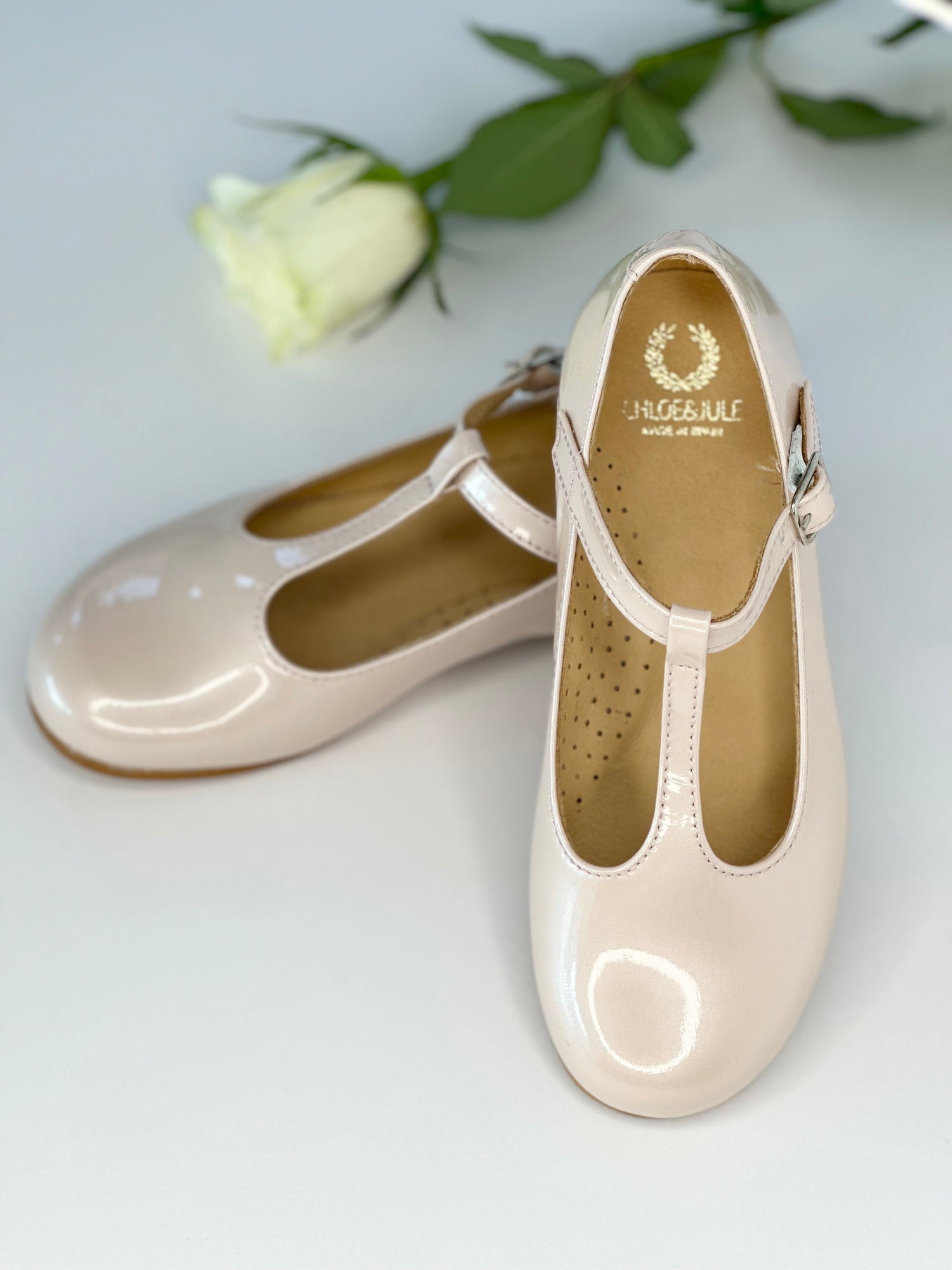 Pearl Pink T-Bar Mary Janes Chloe &amp; Jule