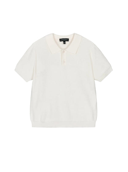 Boys Textured Knit Polo Top Emporio Armani