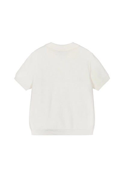 Boys Textured Knit Polo Top Emporio Armani