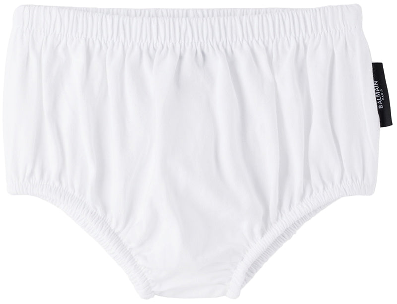 Baby White Embossed Dress &amp; Briefs Set Balmain