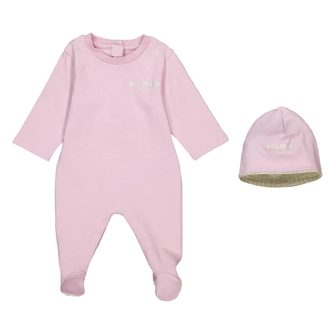Logo-Embroidered Cotton Footed Romper &amp; Beanie Set Balmain