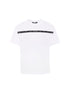 White t-shirt with black waistband on a white background