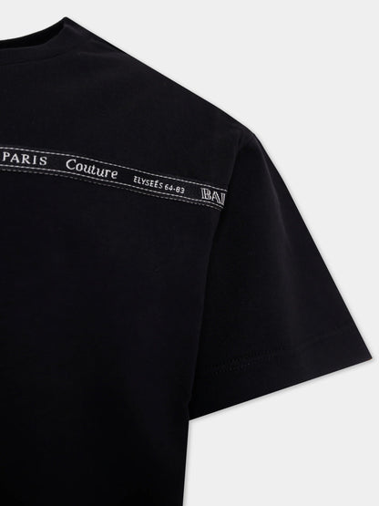 Kids’ Cotton Crew-Neck Tee with Balmain Paris Logo Print Balmain