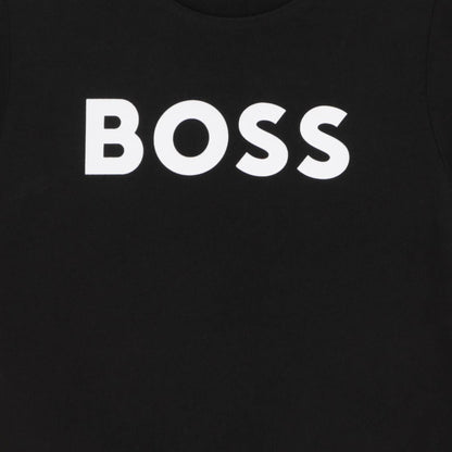 Cotton Jersey Short Sleeve T-Shirt with Shoulder Snap and Logo Hugo Boss