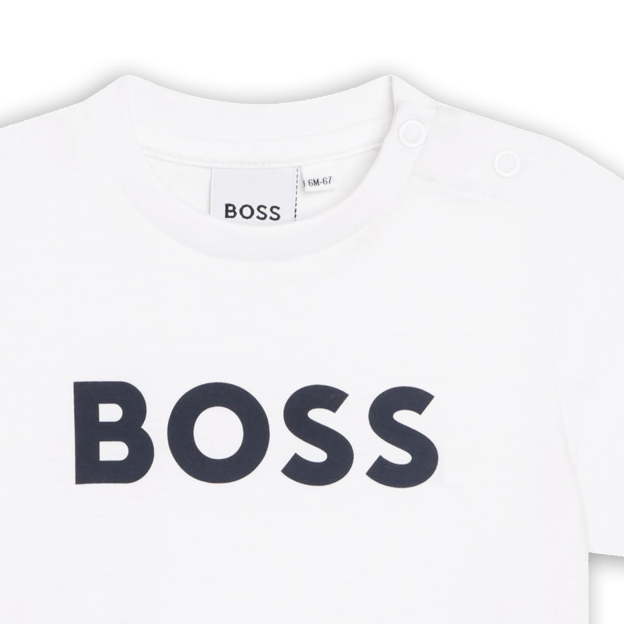 Cotton Jersey Short Sleeve T-Shirt with Shoulder Snap and Logo Hugo Boss