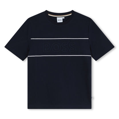 Short Sleeve Piqué Tee with Contrast Piping Hugo Boss