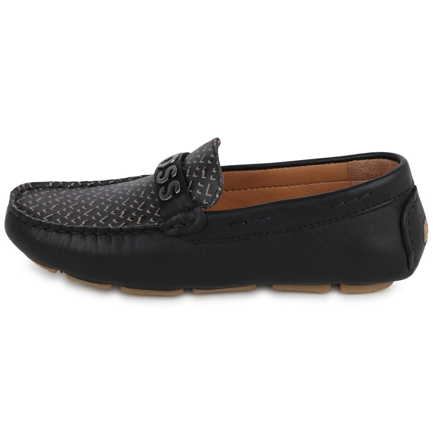 Leather Moccasins with Metallic Detail Hugo Boss