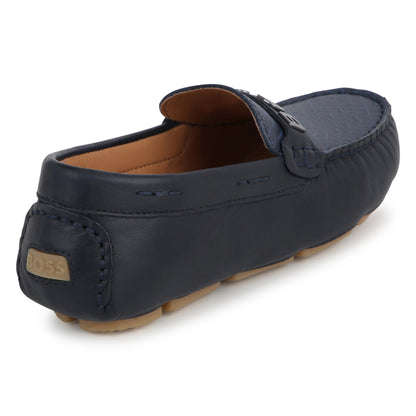 Leather Moccasins with Metallic Detail Hugo Boss
