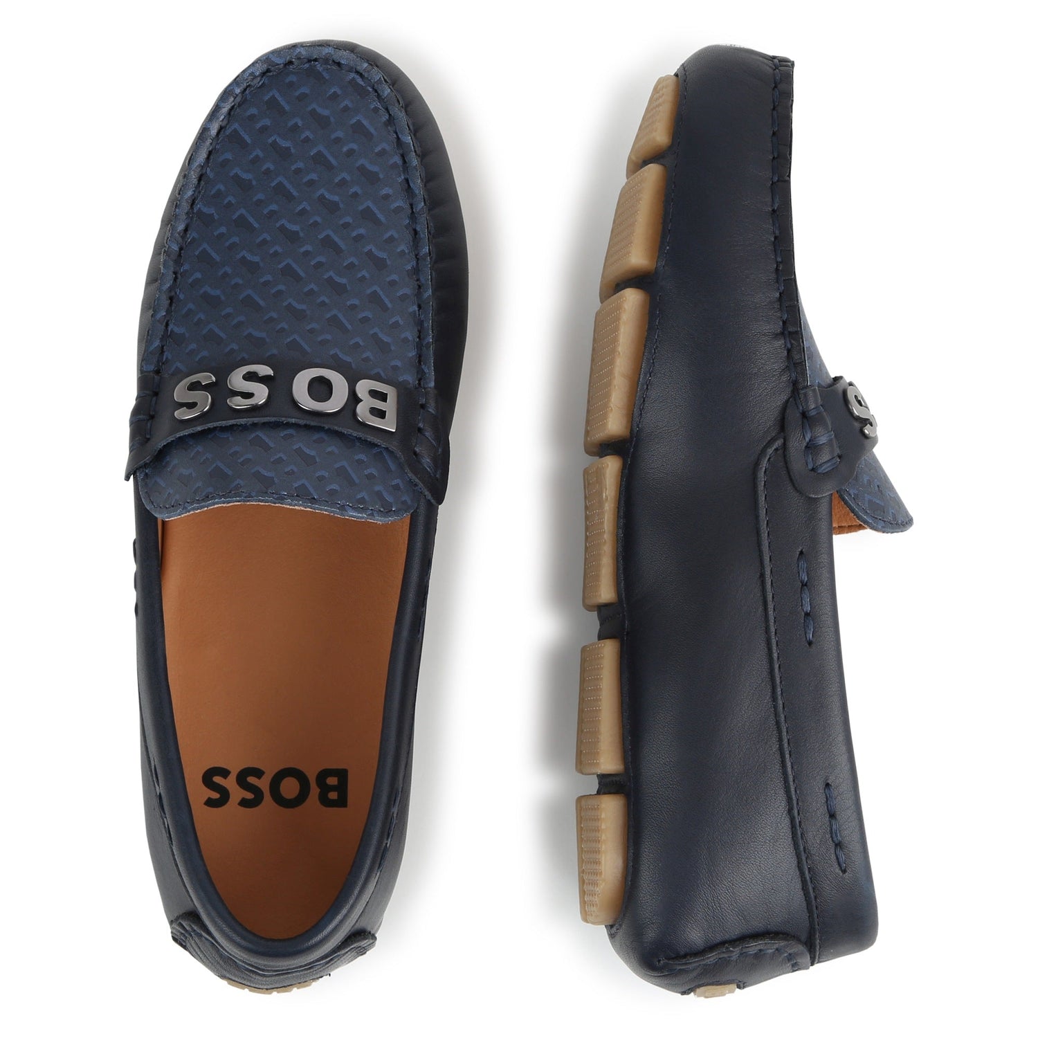 Leather Moccasins with Metallic Detail Hugo Boss