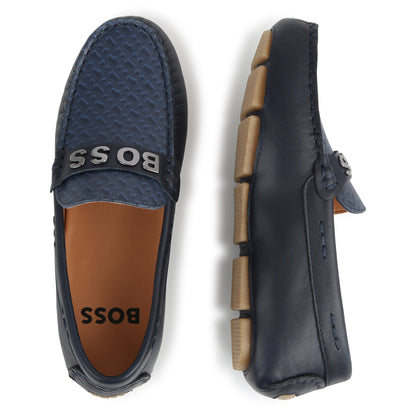 Leather Moccasins with Metallic Detail Hugo Boss