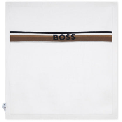 Cotton Knit Baby Blanket with Jacquard Print Hugo Boss