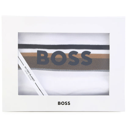 Cotton Knit Baby Blanket with Jacquard Print Hugo Boss