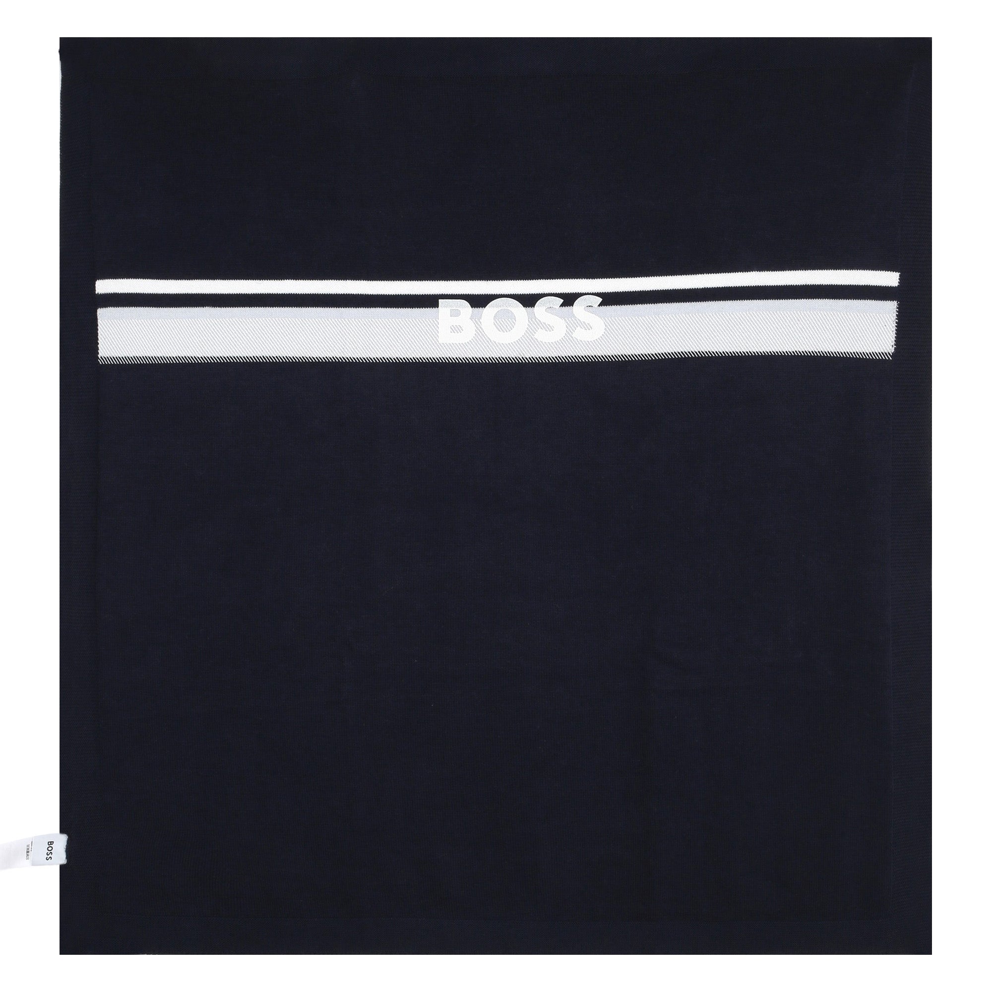 Cotton Knit Baby Blanket with Jacquard Print Hugo Boss