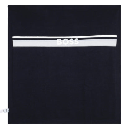 Cotton Knit Baby Blanket with Jacquard Print Hugo Boss