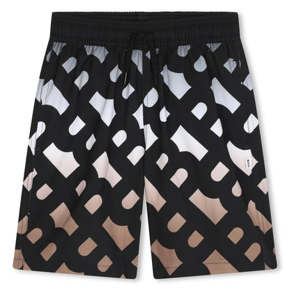 Monogrammed Black Swim Shorts Hugo Boss