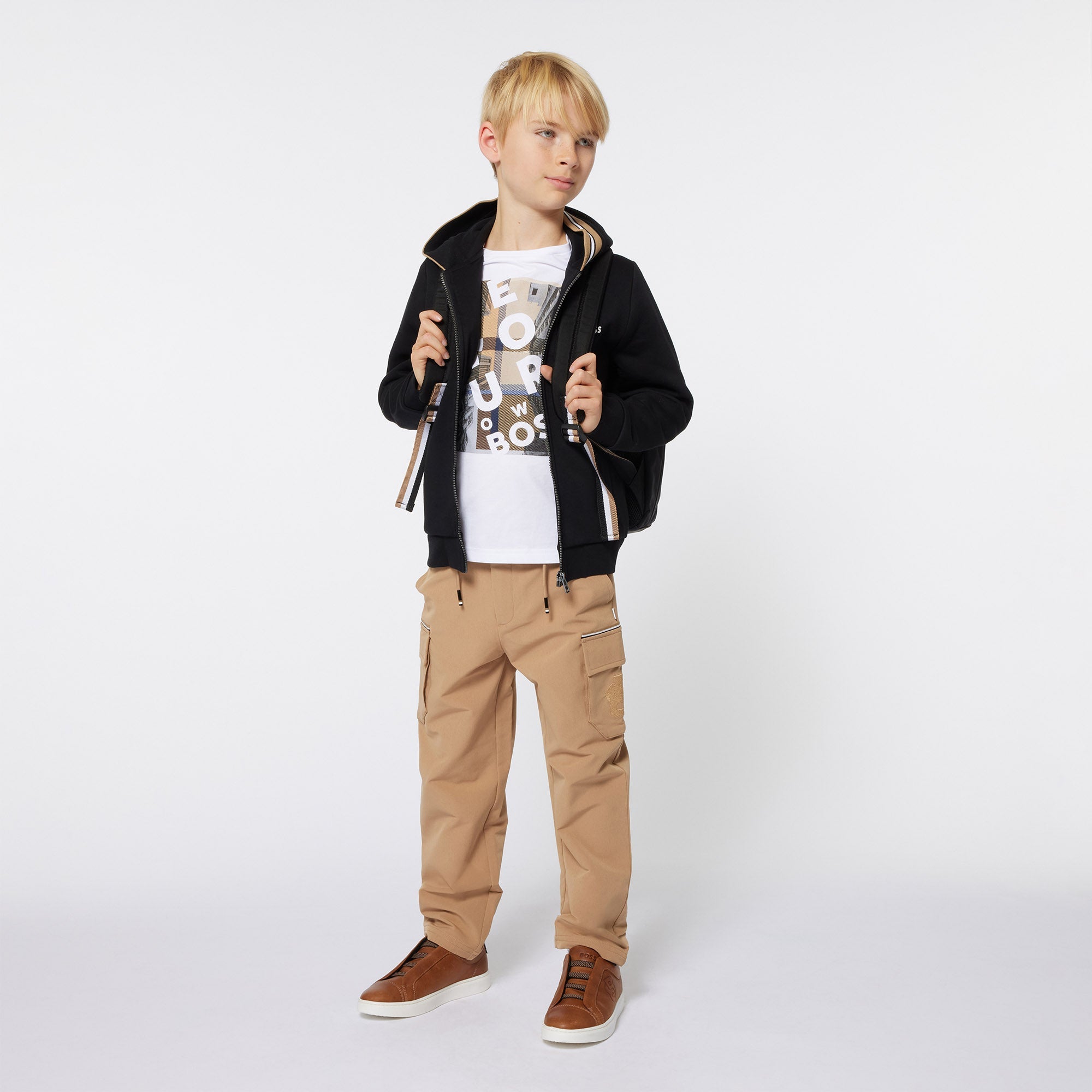 White Short Sleeve Tee with Illustration Hugo Boss
