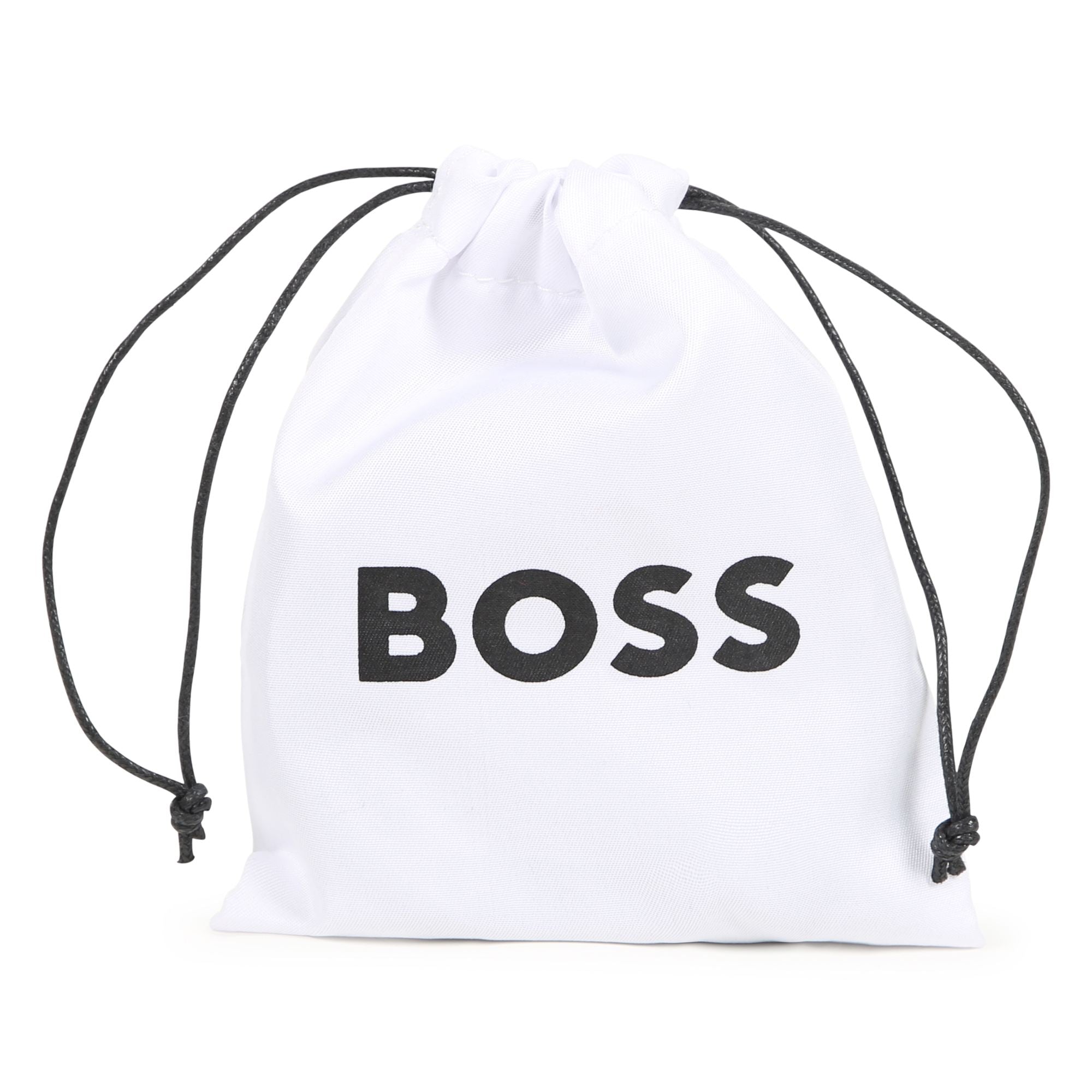 Black Leather Belt with Embossed Buckle Hugo Boss