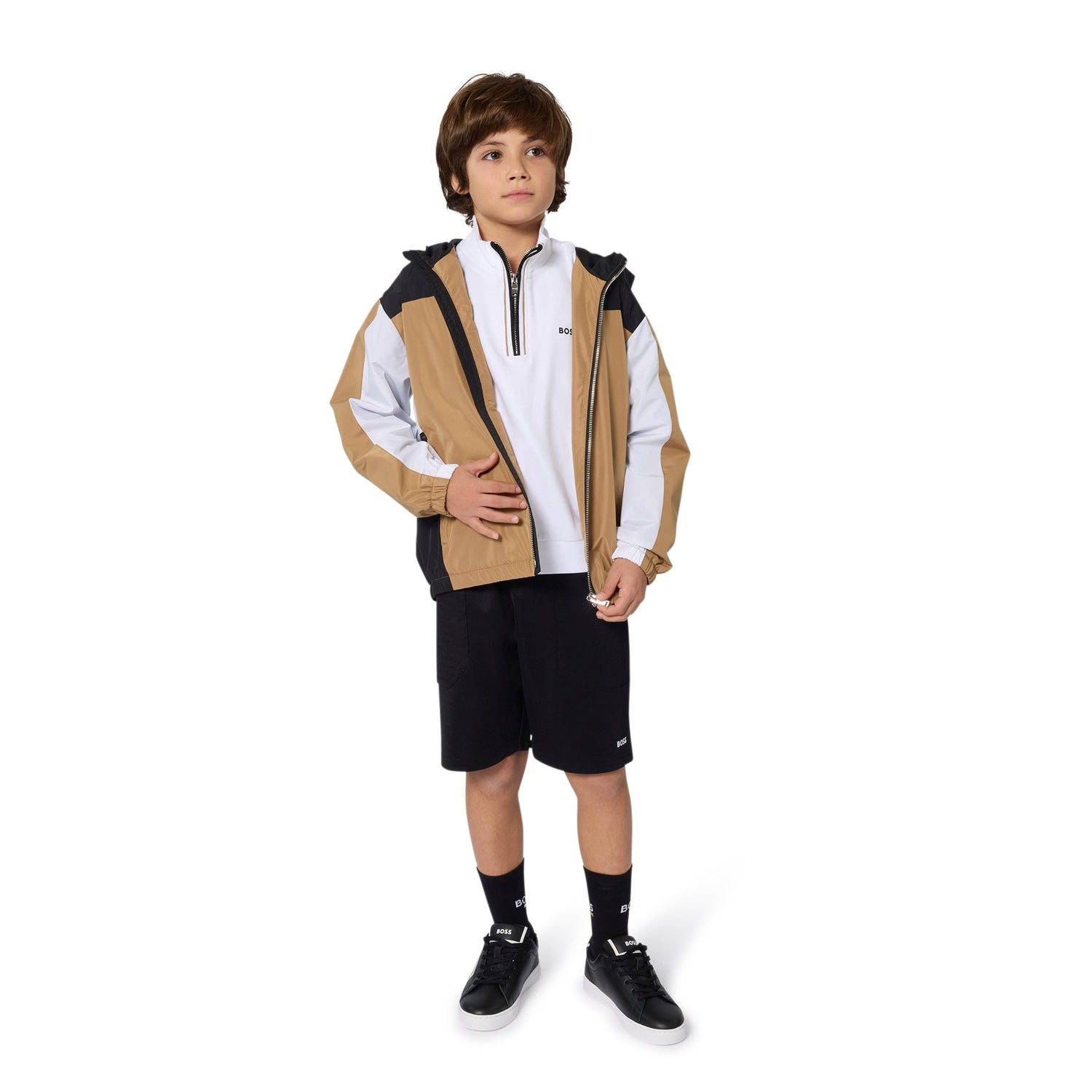Cotton Piqué Jogging Shorts with Patch Pockets and Logo Details Hugo Boss