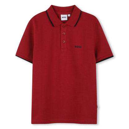 Classic Red Cotton Polo Shirt for Boys Hugo Boss